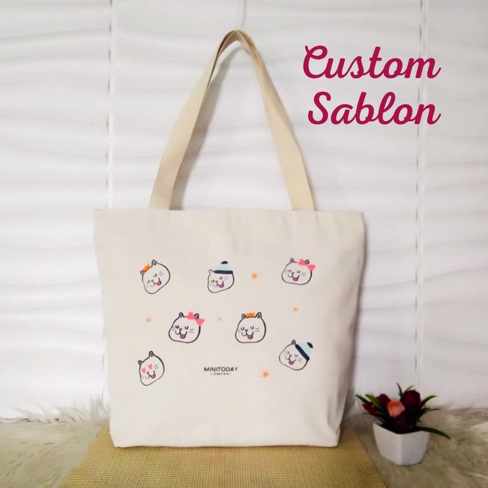 TOTE BAG RESLETING KANVAS TOTEBAG/NUDIE BAG CANVAS BESAR SELEMPANG POLOS WANITA BISA CUSTOM SABLON