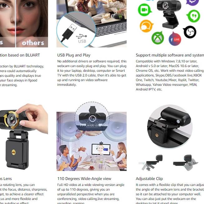 Sale Terbatas 【Original Impor】Web Cam Kamera Laptop Untuk Zoom Kamera Pc Komputer Desktop Camera Zoo