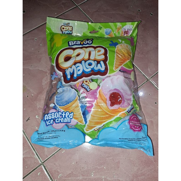 Marshmallow Es Krim Bravoo Cone Malow isi 24 pcs