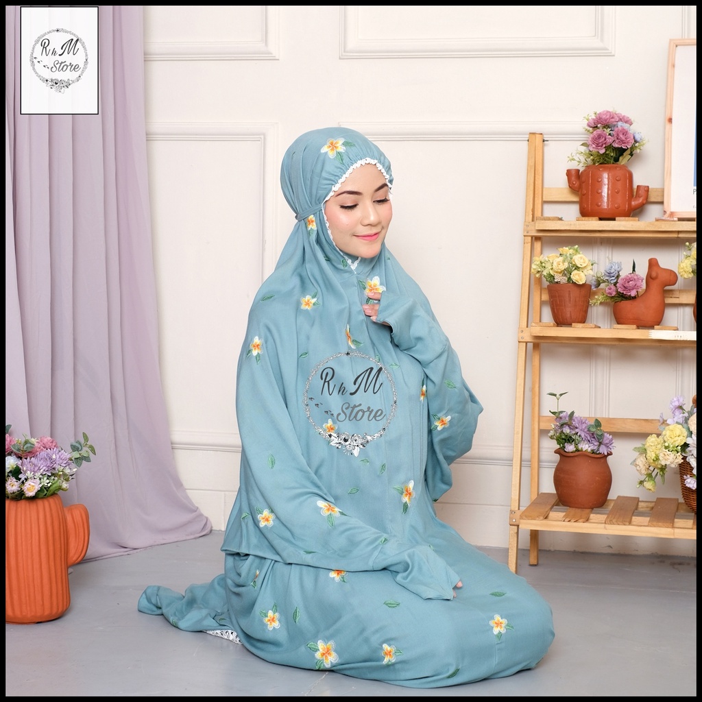 Mukena Terusan Lajuran Dewasa Rayon Bordir