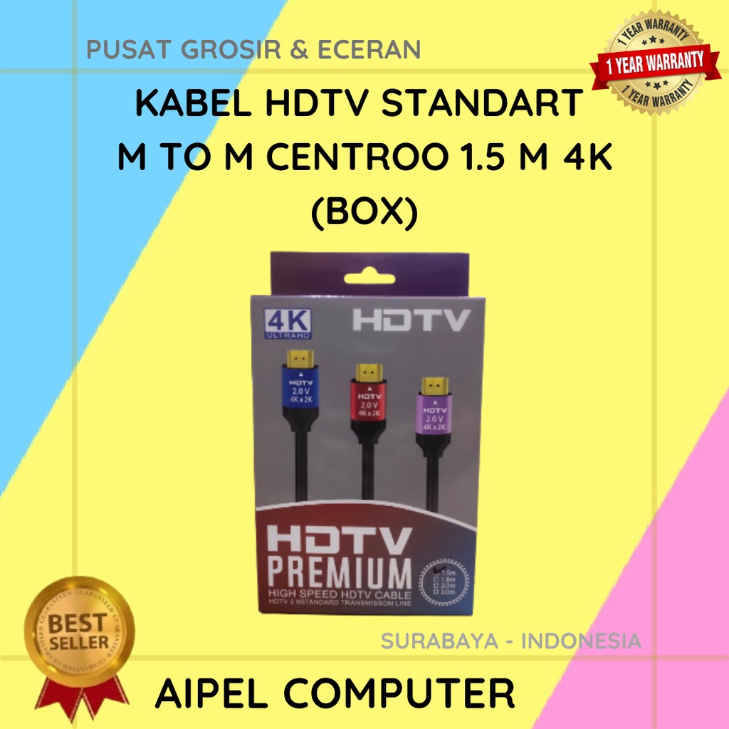 KHC4B1 | KABEL HDTV STANDART MALE TO MALE CENTROO 1.5 M 4K (BOX)