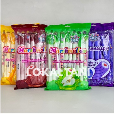 

Marshmallow Kepang Pilin Aneka Rasa Candy - Cokelat dan Apel / Permen Marshmellow