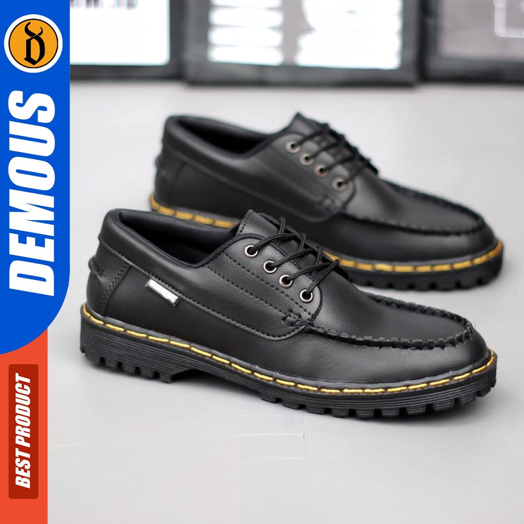 DEMOUS Redfield - Sepatu Boots Docmart Formal Pantofel Kerja Pria Hitam