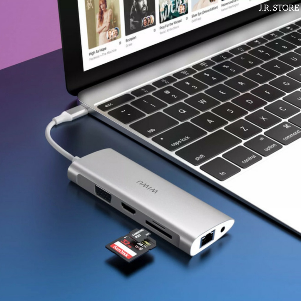 WIWU ALPHA 11 in 1 USB C to USB 3.0 HUB / HDMI / SD / TF / RJ45 / VGA / JACK / TYPE-C / MULTI PORTS