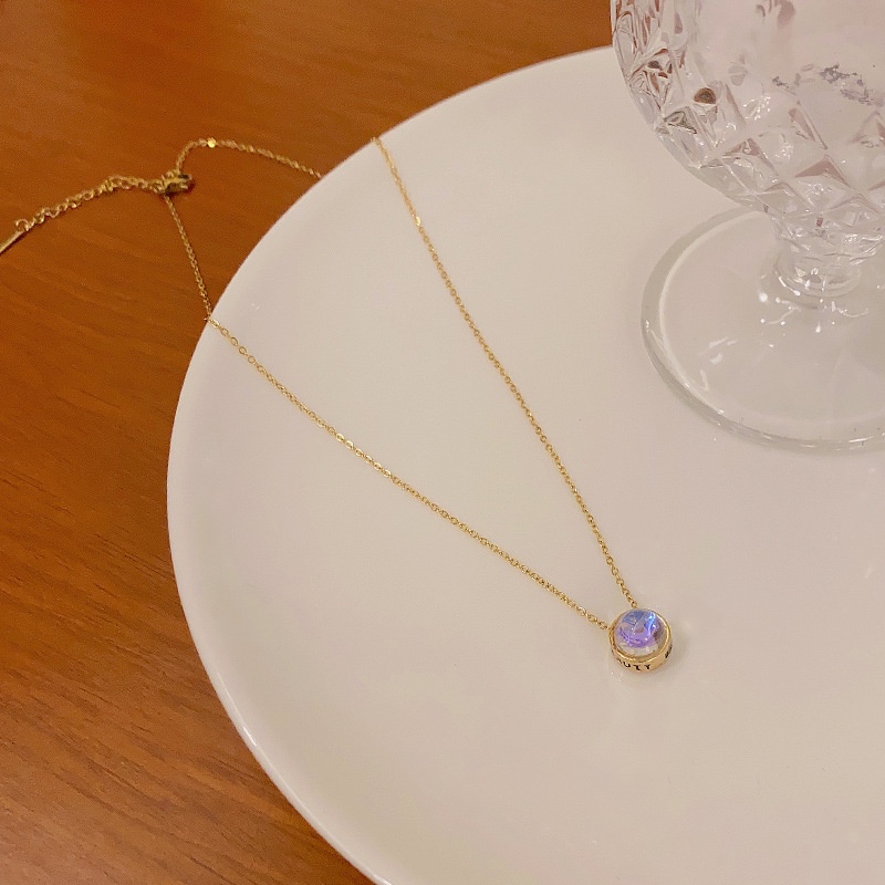 Mewah Mimpi Biru Baja Titanium Kalung Wanita Fashion Choker Necklaces