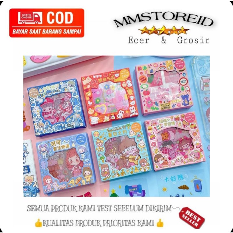 

MM - Stiker anak isi 100 lembar sticker maimao 2D diary cartoon lucu stiker 1 box isi 100 lembar Waterproof
