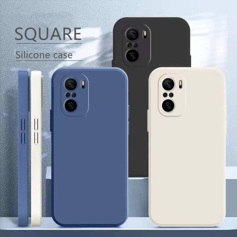 XIAOMI Case Silikon Cair Bentuk Persegi Original Untuk Xiaomi9 10 10T 11 Pro SE Lite Poco F3 Cover