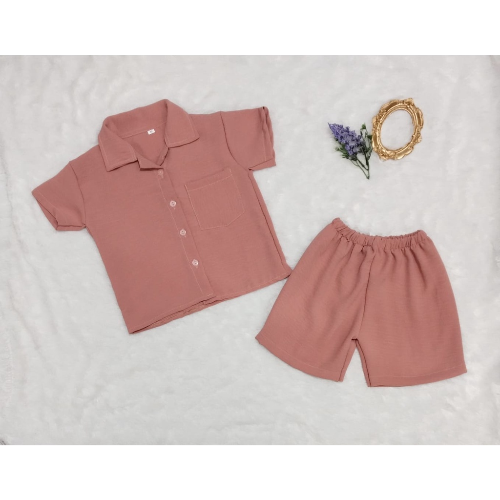 RILLO - Setelan Anak Pendek Crinkle