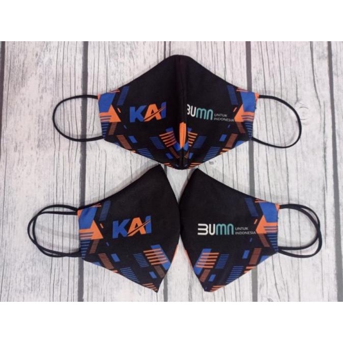Masker KAI BUMN Custom / Masker BUMN KAI Custom Full Printing Design t-nikosafety dijamin