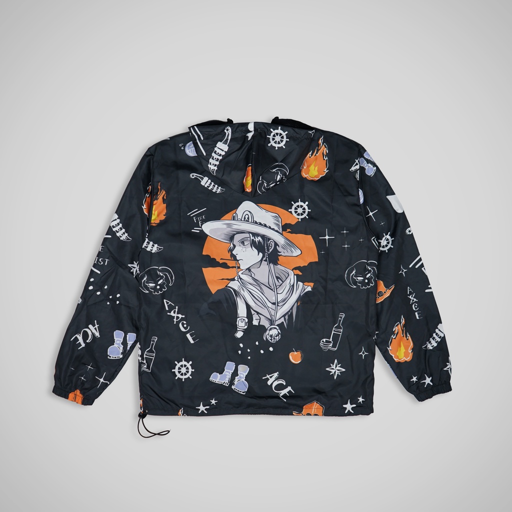 JAKET BROAD WEAR OUTDOOR ANIME ONE PIECE SERIES  FULL PRINTING PREMIUM - ACE BLACK