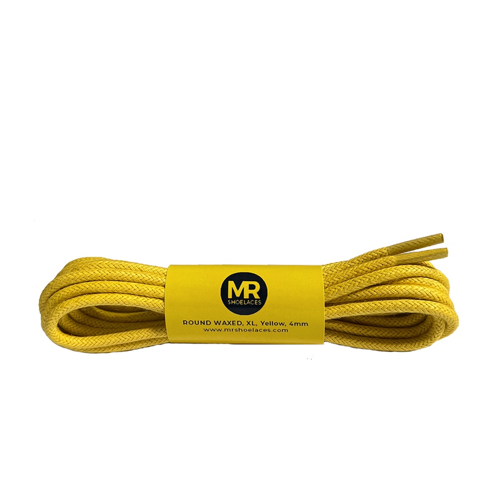 MR Shoelaces RB416 Yellow (Kuning) Tali Sepatu Lilin Katun Bulat Round 4mm 70cm 80cm 90cm 100cm 120cm 150cm 180cm 200cm untuk Boots - Premium Shoelace