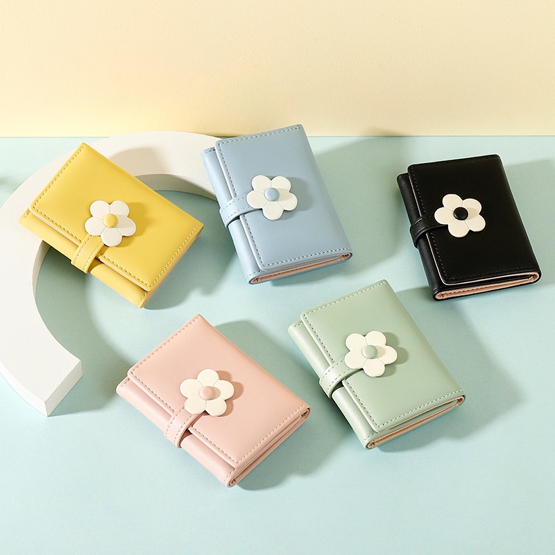 Dompet Lipat Wanita Import Bunga Dompet Mini Cewek Kartu Murah Fashion Korea Style Casual Cantik D75