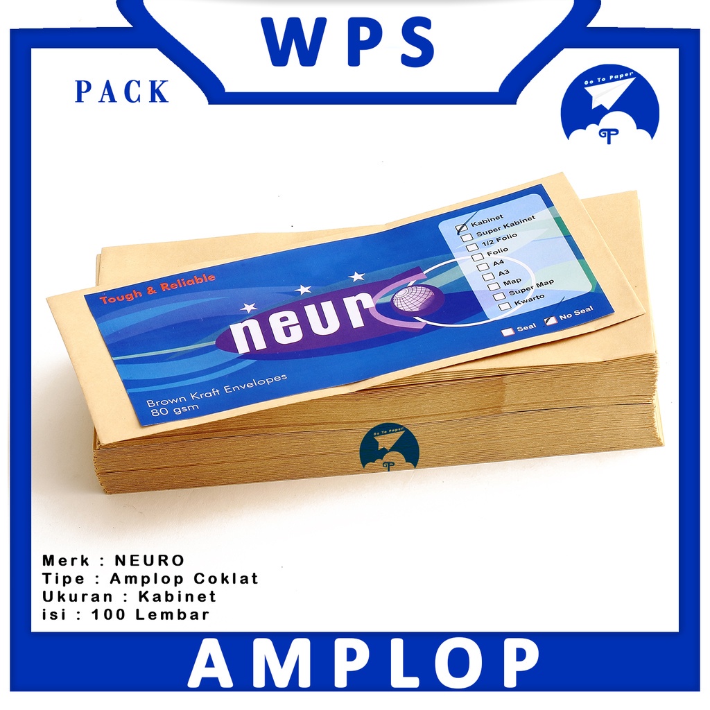 

NEURO - Amplop Cokelat Polos Ukuran Cabinet 80gsm No Seal - Pack