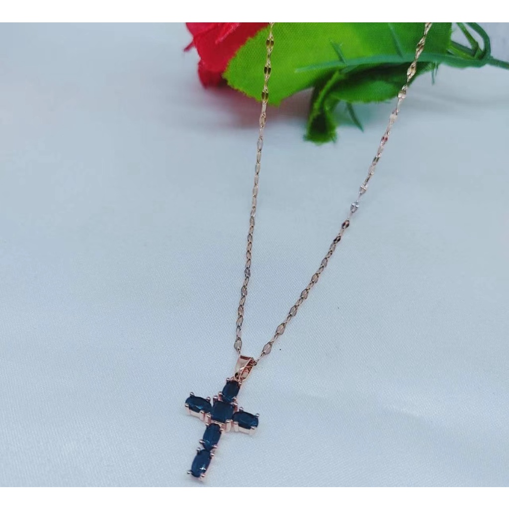 Kalung Titanium Permata Hitam Perhiasan Wanita 102