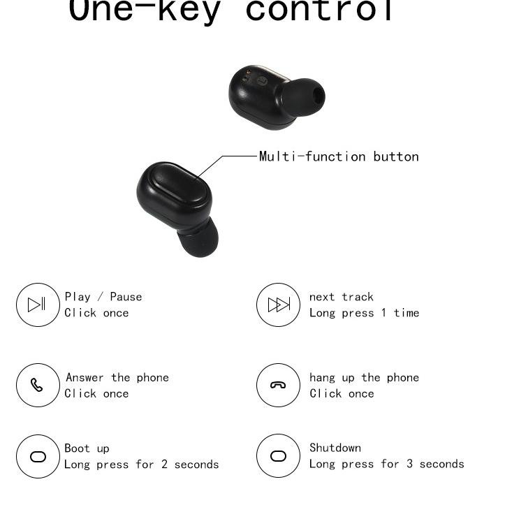 Grotic A7S Headset Bluetooth TWS Earphone Wireless - Putih/Hitam