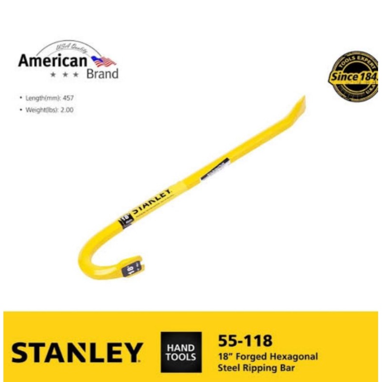 Linggis18" Stanley 55-118 Forged Hexagonal Steel Ripping Bar Stanley