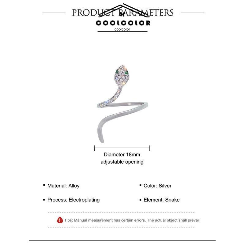 COD❤️Cincin Kristal Ular Adjustbale Desain Zircon Cincin Untuk Wanita- cl