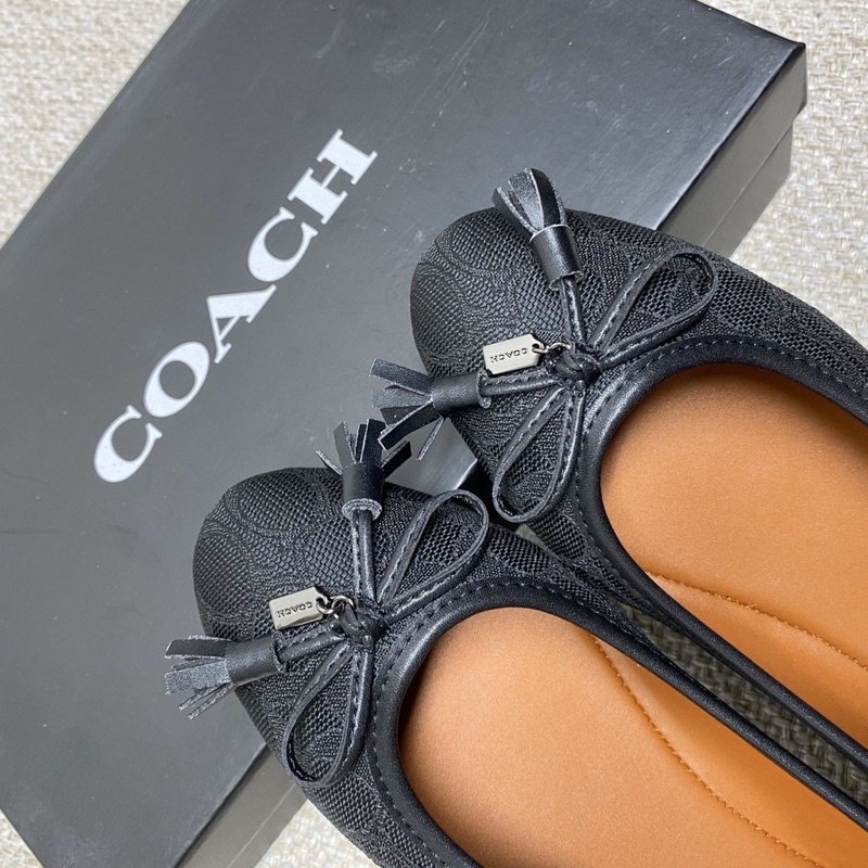 Coach Flatshoes Signature Canvas Black Navy