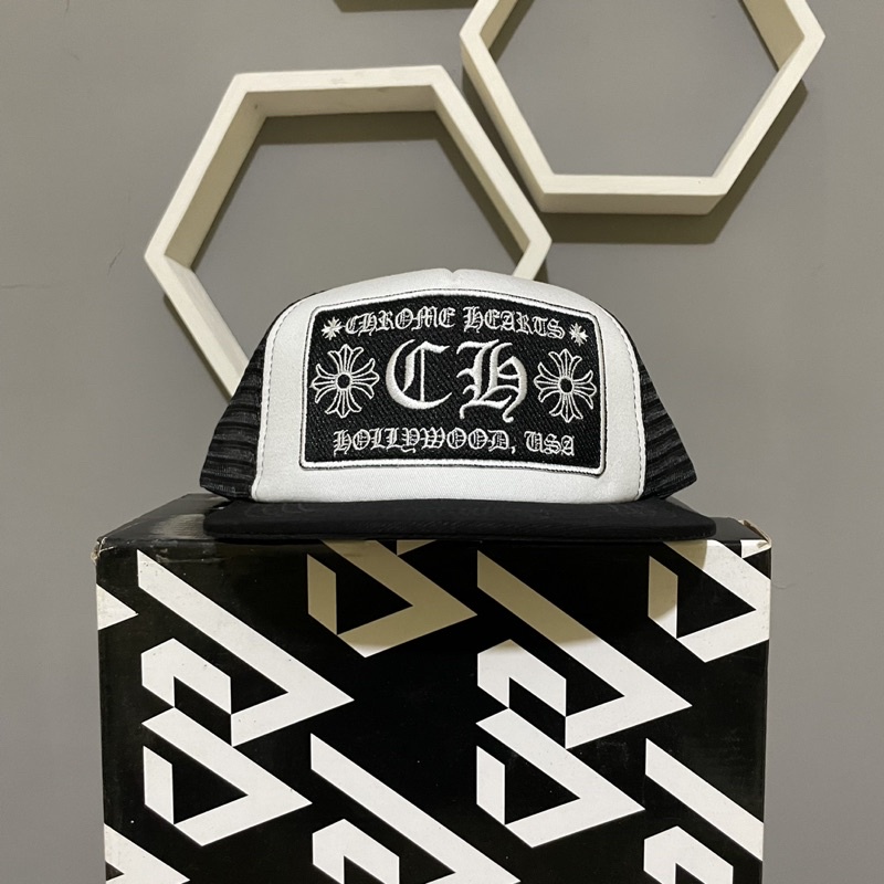 CHROME HEARTS  (TAG ORI)TRUCKER HAT TOPI JARING TOPI VINTAGE CH
