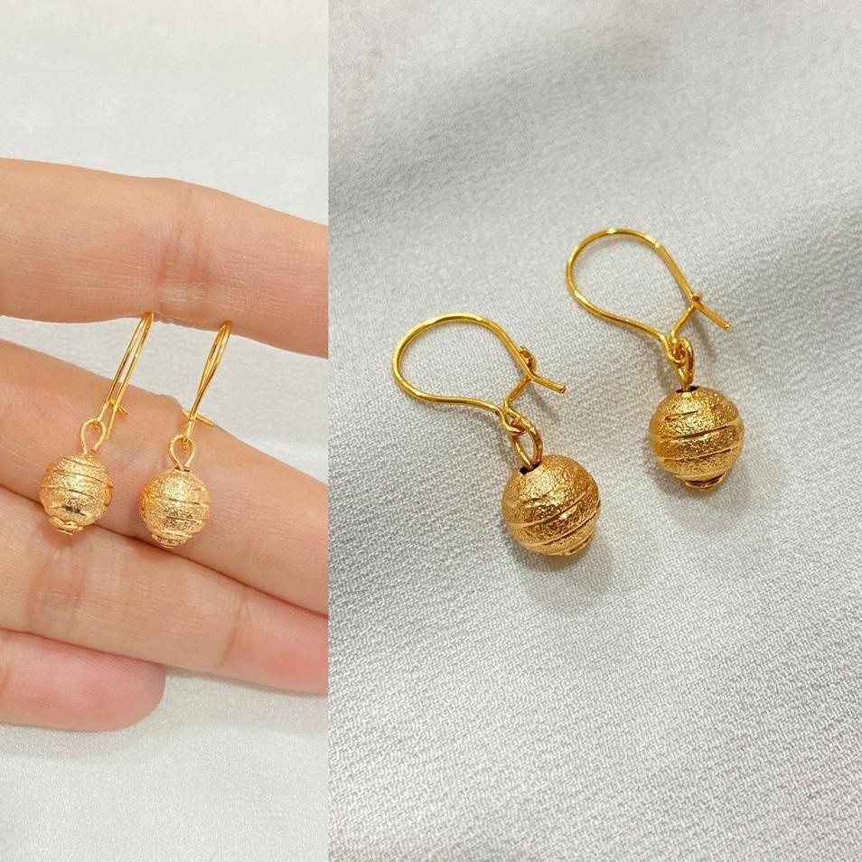 [HRK.10De22a] Anting Gantung Bola Kerawang Lapis Emas - Yaxiya Jewelry