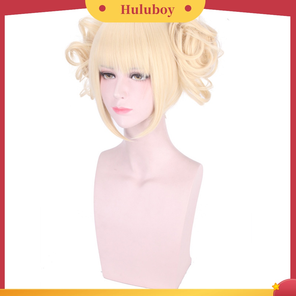 Wig Rambut Sintetis Model Pendek Dengan 2 Buns Poni Untuk Wanita