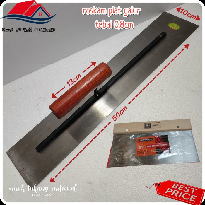 raskam dan sekrap kape baja raskam besi baja putih 50cm