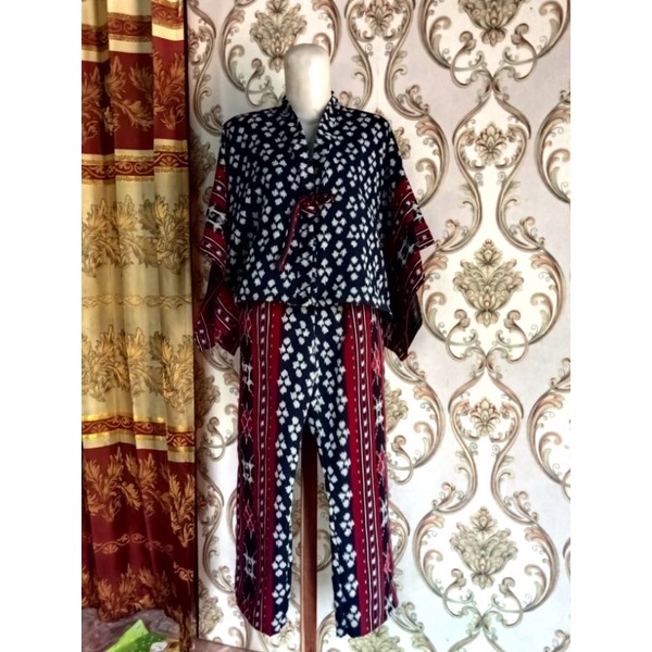 setelan tenun kulot outer kelelawar