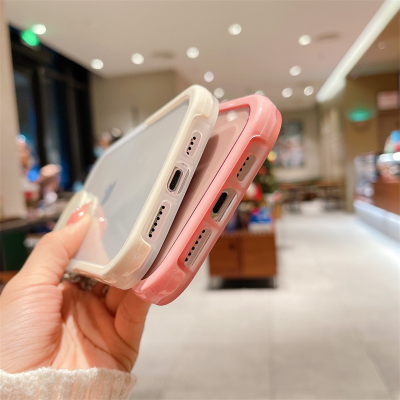 Cermin Flip Multi Fungsional Desain Warna Casing Transparan Untuk Ponsel14 13 12 11 Pro X XS Max XR 14Plus All Inclusive Holder Phone Fall Case