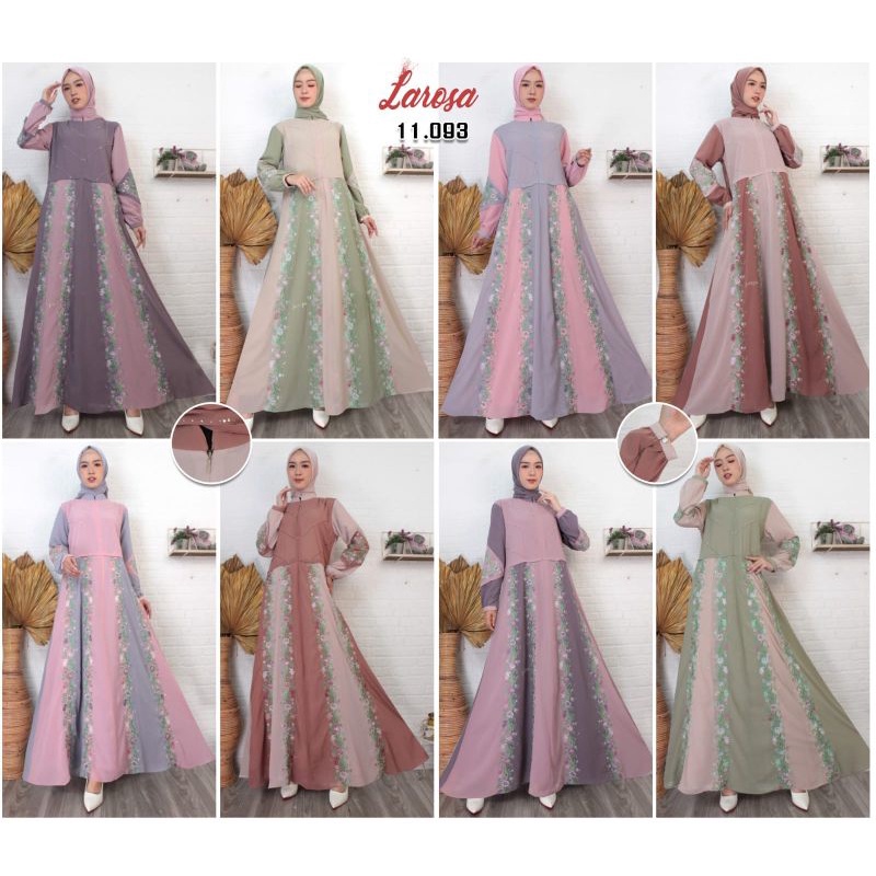 Set Gamis Bordir Larosa 11.093 Original  /  Dress Larosa set kerudung original  /  Dress gamis abaya