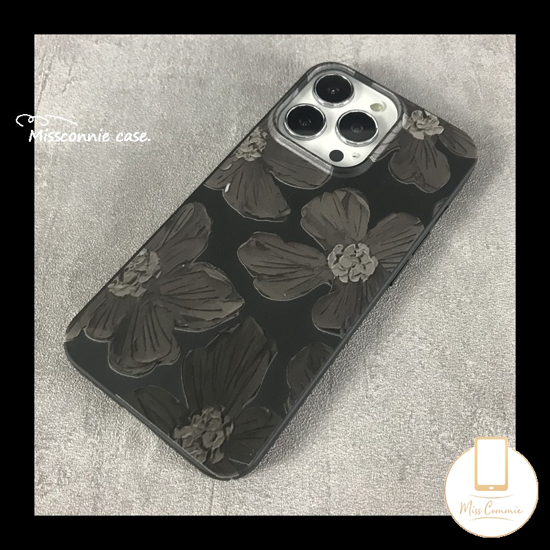 IPHONE Case Compatible Untuk Iphone11 13 12 14 Pro Max7 8 Plus XR X XS Max SE 2020 INS Fashion Retro Lukisan Minyak Bunga Full Body Glossy Halus Lembut TPU Pelindung Penutup Belakang