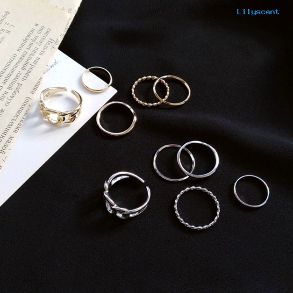 [LS]5 Pcs Cincin Jari Jari Anti Alergi Wearable Alloy Vintage Finger Rings Set Untuk Hadiah