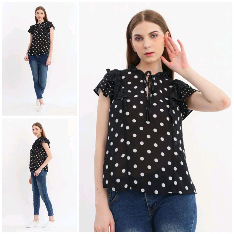 BLOUSE BIG SIZE POLKADOT BRANDED