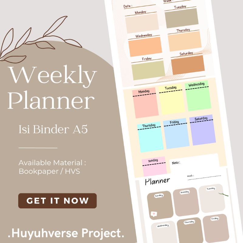 

Isi Binder A5 Weekly Planner Cute Basic by Huyuhverse ( W017 - W032 )