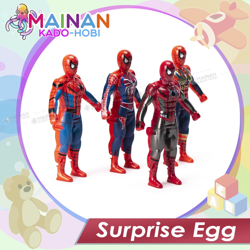 MAINAN ANAK EDUKASI LAKI TELUR SURPRISE EGG SUPERHERO SPIDERMAN