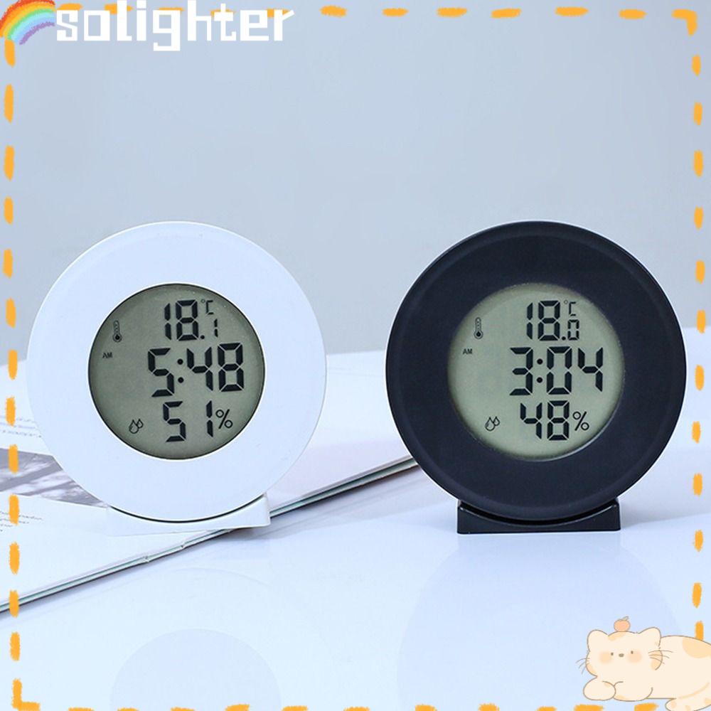 Solighter Digital Thermo-Hygrometer Digital Presisi Tinggi Weather Station Jam Weker Desktop Multi-Fungsional