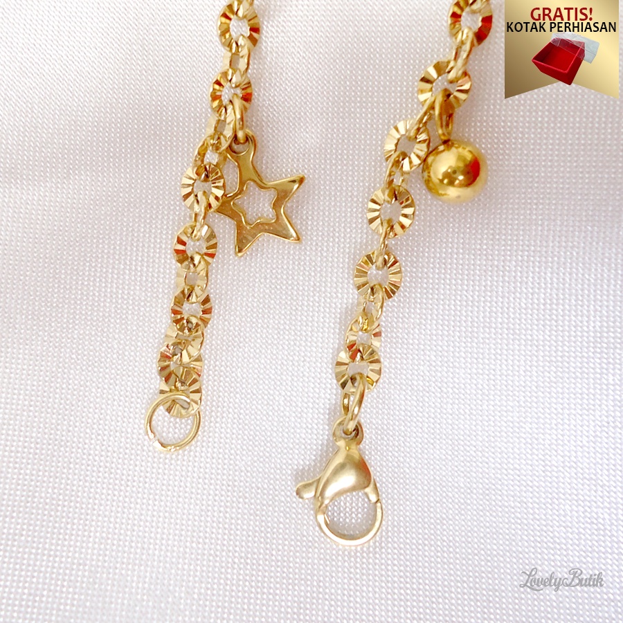 Gelang Tangan Titanium Anti Karat dan Luntur V3na Gelang Korea Wanita  Dewasa Anak Anak Model Rantai Nori Donat Mainan Bintang Stars Kekinian BONUS KOTAK PERHIASAN - Lovelybutik