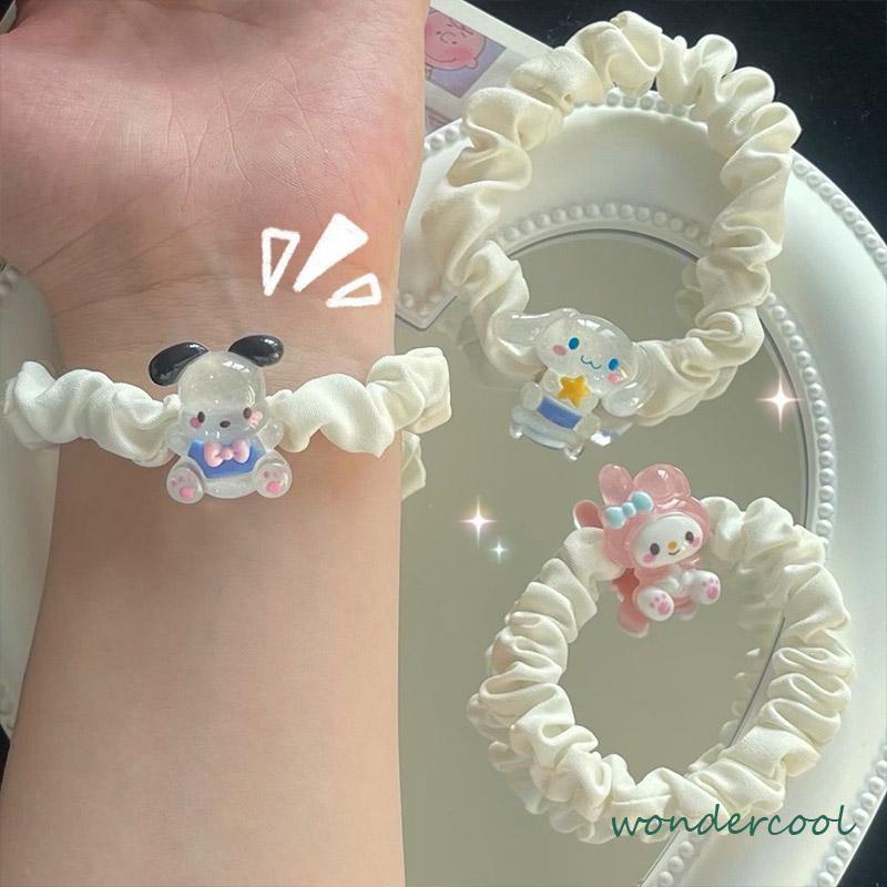 Kartun Cinnamoroll Dog Lipit Cincin Rambut Gadis Manis Lucu Tali Rambut Karet Gelang Karet-Won