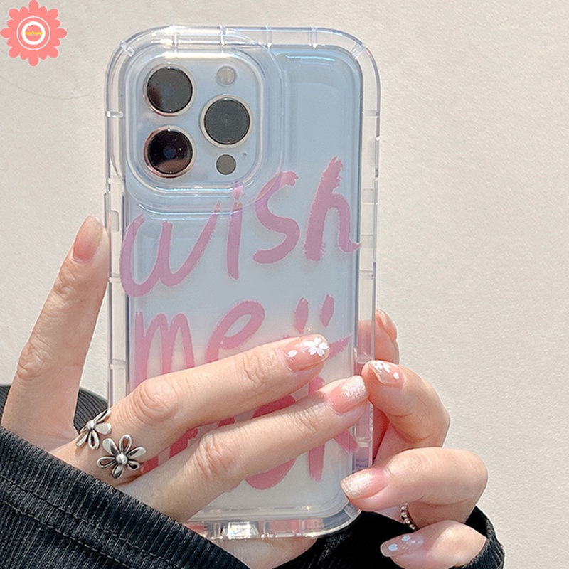 IPHONE Ins Fashion Graffiti Huruf Telepon Case Kompatibel Untuk Iphone11 13 14 12 Pro Max6 6S 7 8 Plus XR X XS MAX 7plus 8plus Shockproof Airbag Lembut TPU Anti Jatuh Bening Penutup Belakang