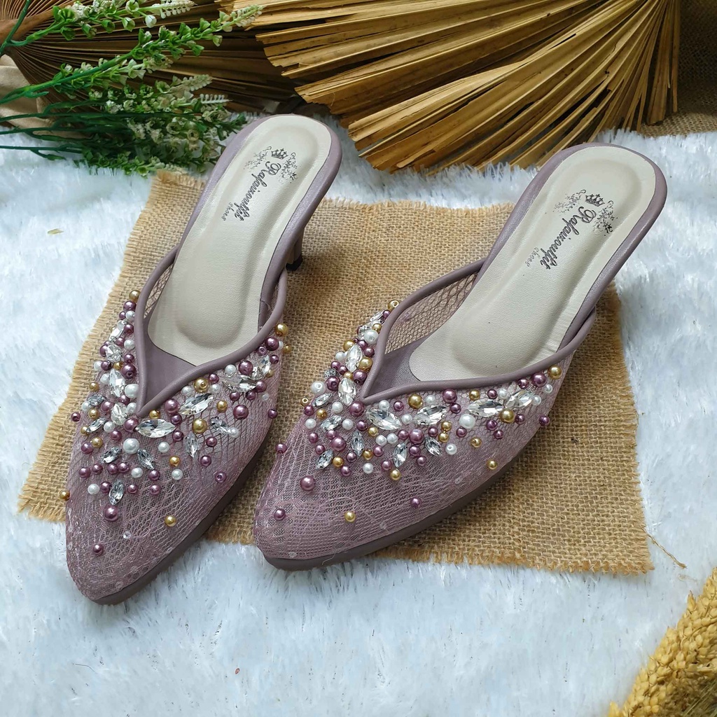 sepatu wedding warna mauve 7cm runcing