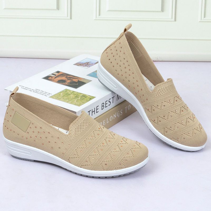 Sepatu Highsole Slip On Wanita Q3641 Flyknit Shoes Import Premium Quality