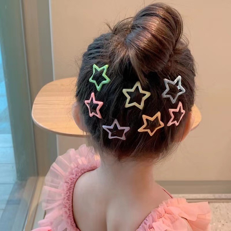 4/6pcs Permen Warna Gadis Logam Hiasan Kepala Elegan Ponytail Hias Jepit Rambut Pentagram Kupu-Kupu Styling Alat Lucu Anak Klip Rambut