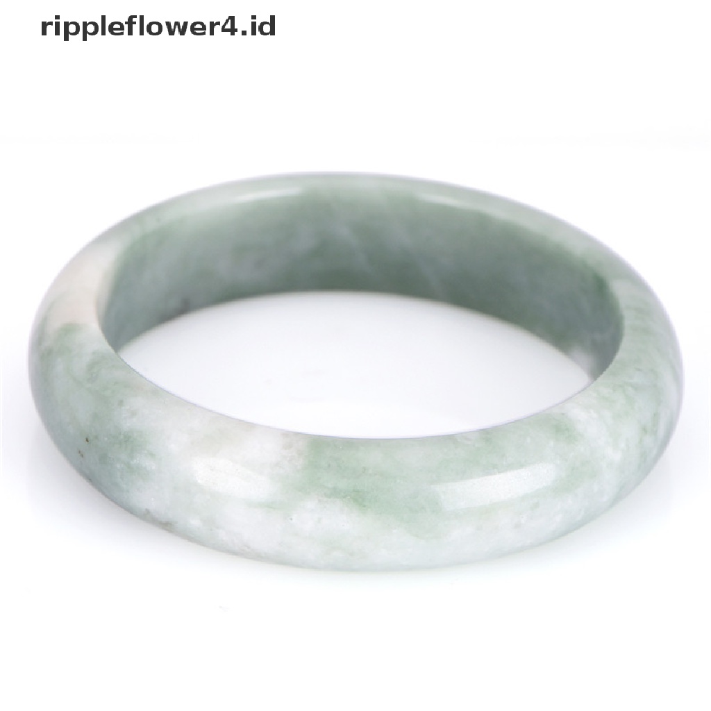 {rippleflower4.id} Gelang Bangle Permata Giok Hijau Alami Elegan Asli Handmade Perhiasan Fashion~