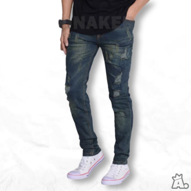 Celana Panjang Bikers Jeans Sobek Pria Slim Fit Lepis Jins Jens jin Pakaian Laki Dewasa Remaja Model