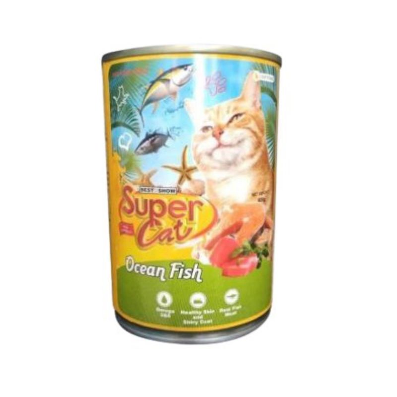 Super cat kaleng oceanfish adult 400gr(makanan basah kucing kaleng