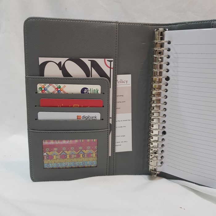 

BINDER KULIT POLOS EKSKLUSIF 26 RING ORGANIZER KERTAS B5 ABU ABU