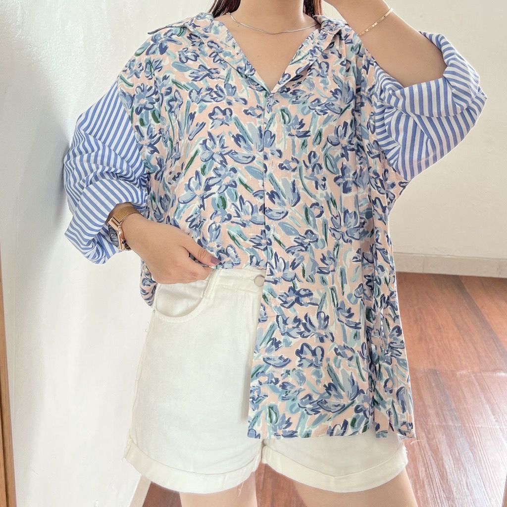 BEFAST - ZFS OOTD KEMEJA CITRA / LOUISA SHAKILA OVERSIZE SHIRT / Kemeja Lengan Panjang Motif / Pakaian Wanita Casual Daily / Kemeja Oversize Keluaran Terbaru / Fashion Wanita Remaja Kekinian / Outfit Wanita Modis