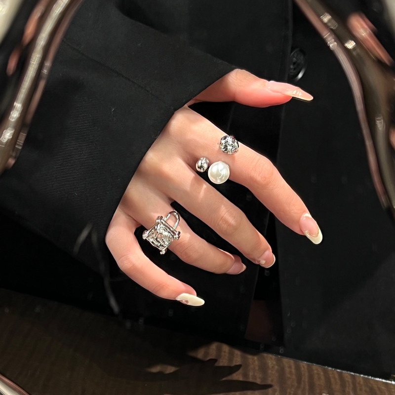 Aksesoris Cincin Persegi Tidak Teratur Perak Versi Korea Retro Kepribadian Fashion Hip Hop