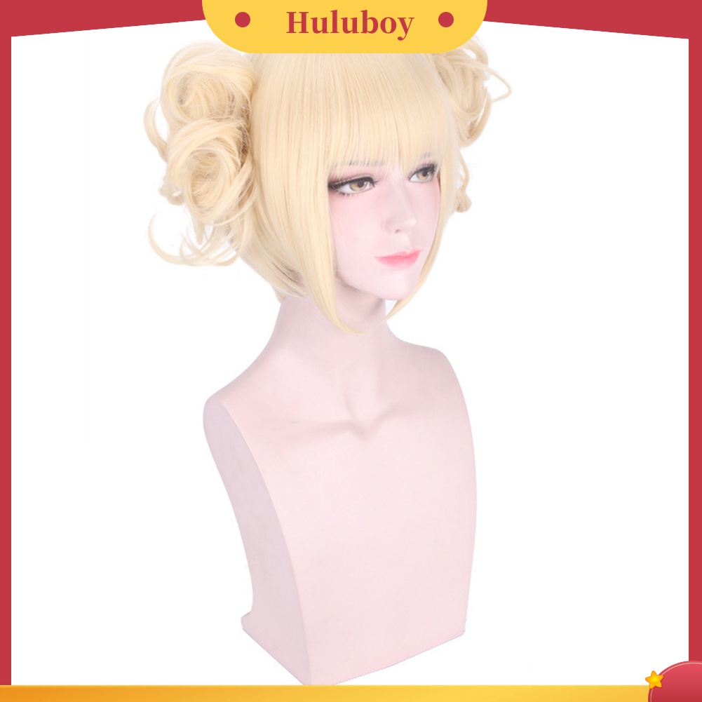 Wig Rambut Sintetis Model Pendek Dengan 2 Buns Poni Untuk Wanita