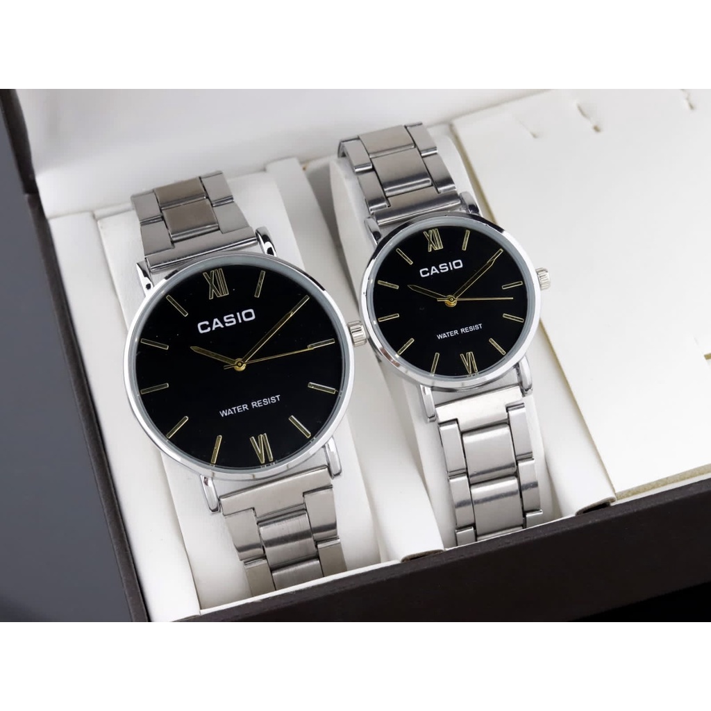 RYU Jam Tangan Couple Casio Rantai Stainless