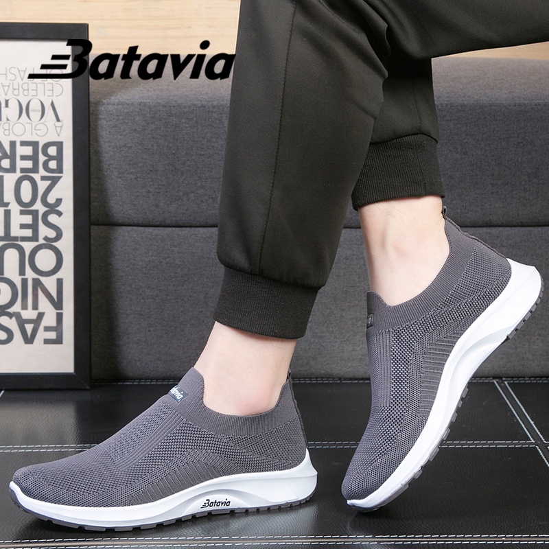 Batavia 2023 Baru Pria Kanvas Sepatu Rajutan Sepatu Pria Nyaman Bernapas Sepatu Pria Jogging Olahraga Pria sepatu black abu blue  sepatu cowo sepatu pria sepatu pria ringan B22